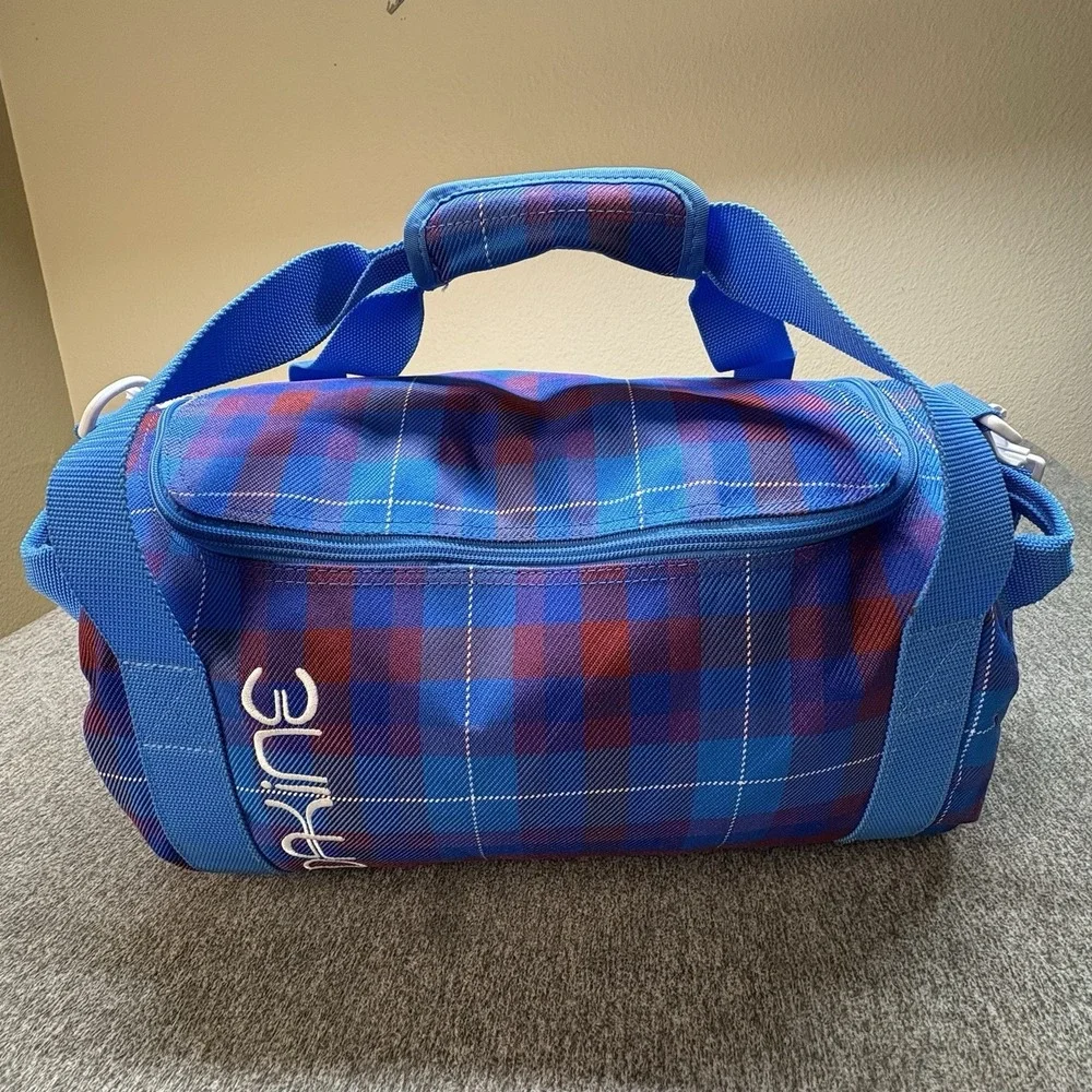 Dakine EQ‎ Sports Bag Duffle Red Blue Plaid Print Gym Carry On